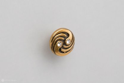 WPO726 мебельная ручка-кнопка состаренное золото и кристаллы Swarovski