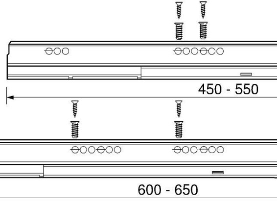 TANDEMBOX, направляющая с BLUMOTION, 50кг, 600мм, комплект