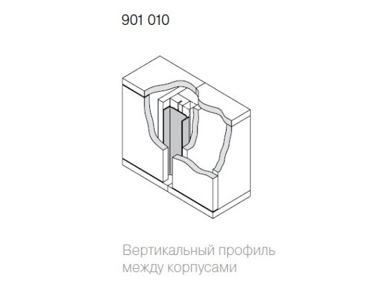 Вертикальный профиль 901010 для фасадов без ручек (62х22 мм), серебро