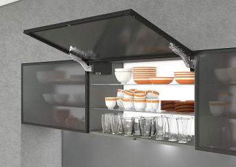Подъемный механизм, AVENTOS HK top 23, для узкой алюминиевой рамки, серый, саморез